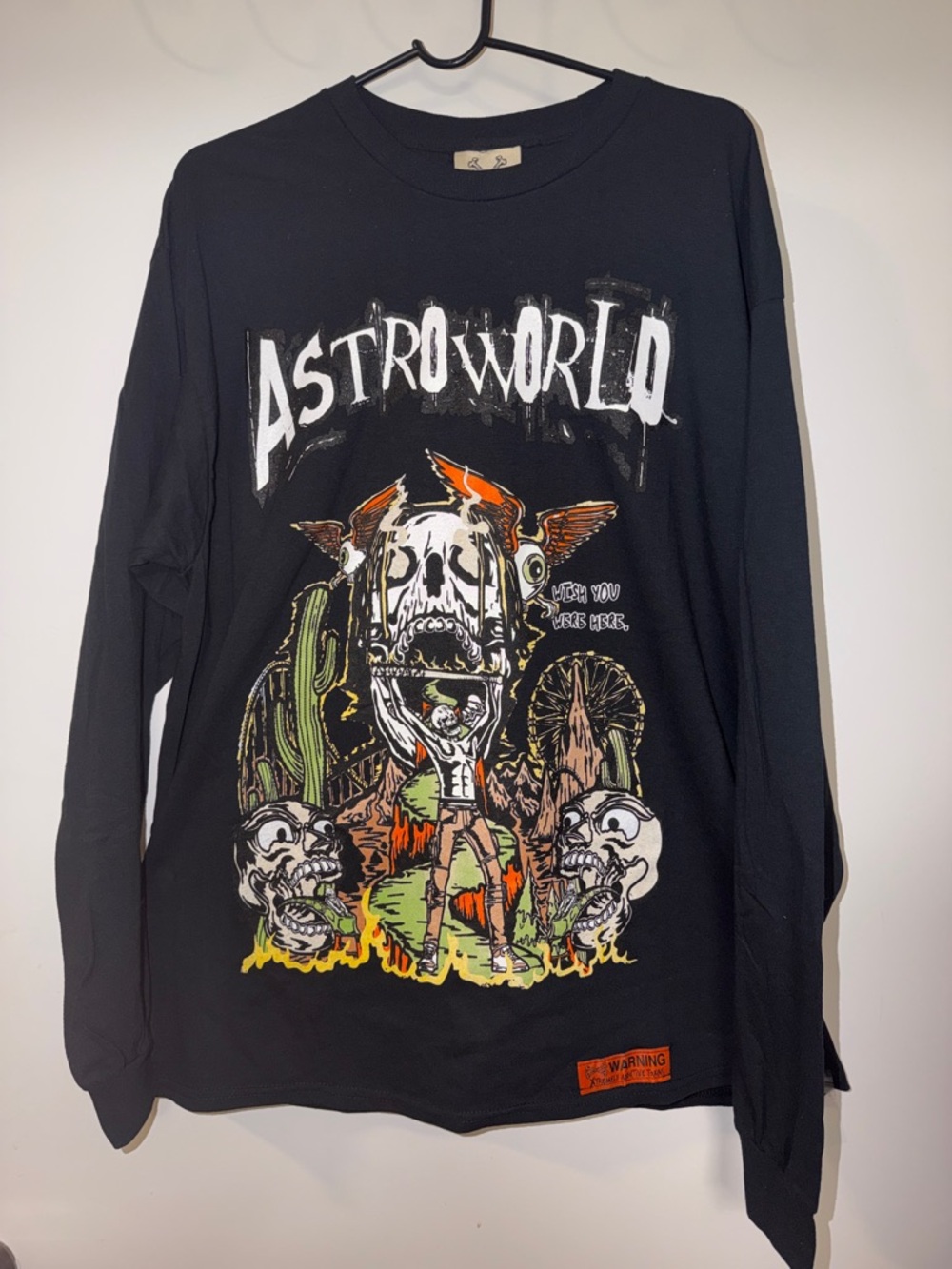 🔥🌍🔥 Travis Scott Astroworld Graphic Long Sleeve Black Tee - Size XL